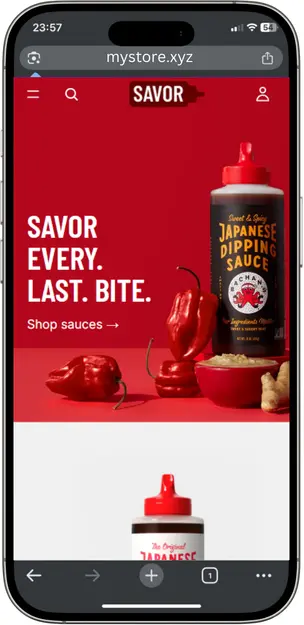 Store opened in Chrome browser